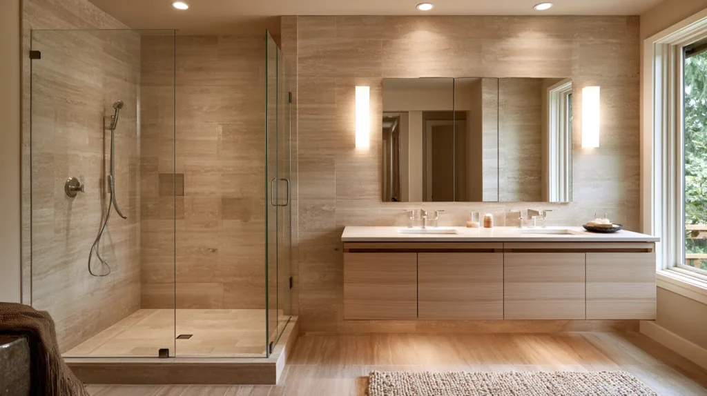 Homeowner planning a realistic budget for a Portland bathroom renovation