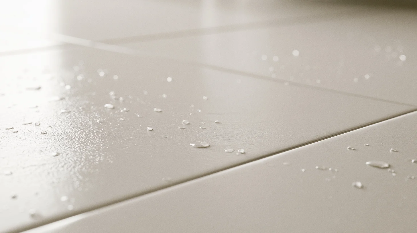 Clean porcelain tile surface showing its smooth moisture-resistant finish