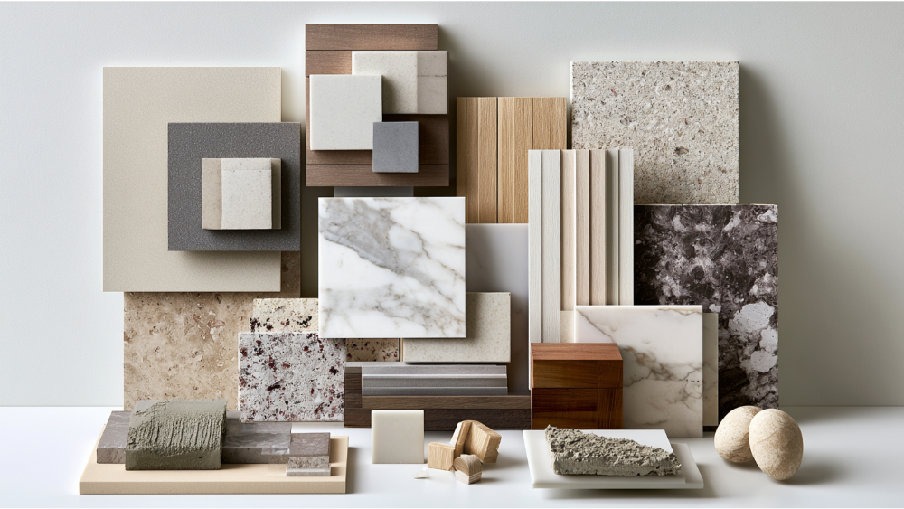 Comparison of porcelain ceramic marble and travertine shower tiles with different grout types