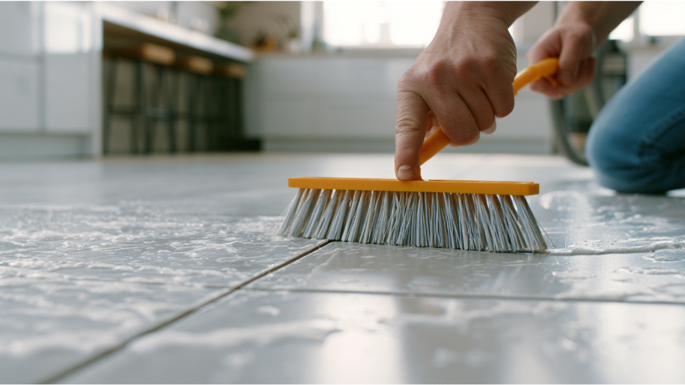 Comparison of ceramic, porcelain and natural stone tiles with different grout types.